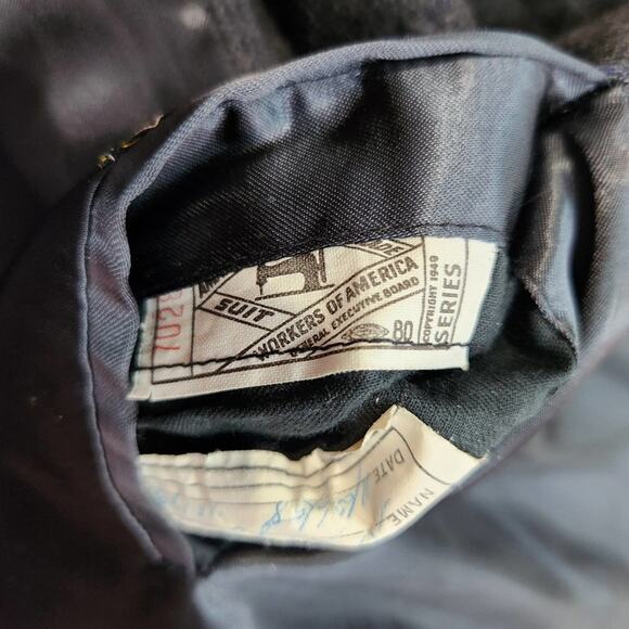 Vintage Custom Tailored Wool Monogramed Coat XLarge - Picture 15 of 16